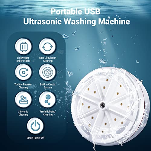 Mini Washing Machine,Ultrasonic Turbine Washing,Machine Portable Turbo Washing Machine for Travelling,Business Trip,Camping,College Room.Turbo Washer for Cleaning Sock,Underwear,Small Rags.