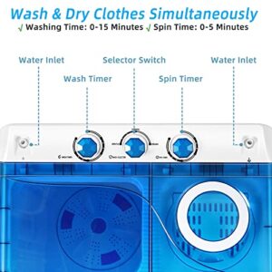 Giantex Portable Washing Machine, 2 in 1 Washer and Spinner Combo, 26lbs Capacity 18 lbs Washing 8 lbs Spinning, w/Timer Control, Built-in Drain Pump