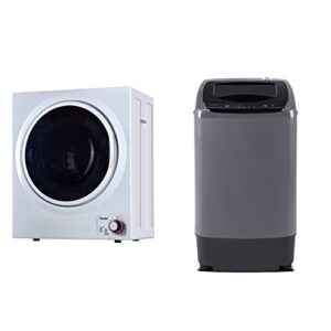 panda 110v electric portable compact laundry clothes dryer, 1.5 cu.ft, stainless steel drum black and white & comfee’ portable washing machine, 0.9 cu.ft compact washer with led display, magnetic gray