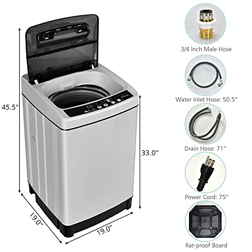 Giantex Full Automatic Washing Machine, 2 in 1 Portable Laundry Washer 1.5Cu.Ft 11lbs Capacity Washer and Spinner Combo 8 Programs 10 Water Levels Energy Saving Top Load Washer for Apartment Dorm