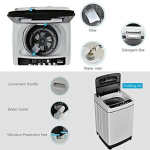 Giantex Full Automatic Washing Machine, 2 in 1 Portable Laundry Washer 1.5Cu.Ft 11lbs Capacity Washer and Spinner Combo 8 Programs 10 Water Levels Energy Saving Top Load Washer for Apartment Dorm