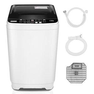 portable washer, 17.5lbs capacity full-automatic washing machine with drain pump and extended drain pipe, 1.9 cu.ft 2-in-1 washer and spin-dryer combo with 10 wash programs 8 water levels led display, compact laundry washer for home, dorms, rv