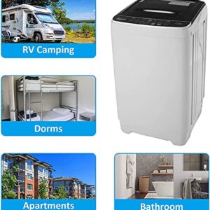 Portable Washer, 17.5Lbs Capacity Full-Automatic Washing Machine with Drain Pump and Extended Drain Pipe, 1.9 Cu.ft 2-in-1 Washer and Spin-dryer Combo with 10 Wash Programs 8 Water Levels LED Display, Compact Laundry Washer for Home, Dorms, RV