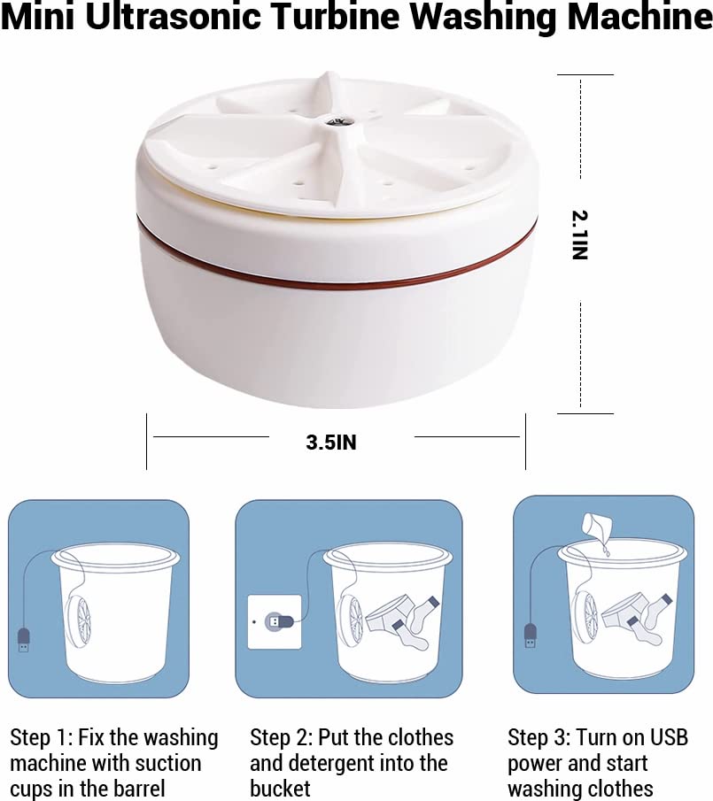 Portable Washing Machine,Portable Ultrasonic Turbo Washing Machine,Mini Washer for Travelling,Camping,Business Trip.Mini Washing Machine for Cleaning Sock,Underwear,Small Rags,Towel