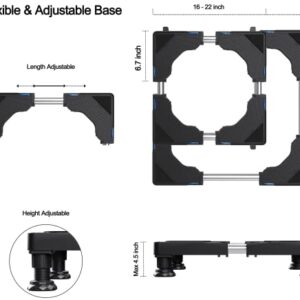 Lufia Mini Fridge Stand,Width Height Flexible Adjustable,High Strength Base Stand Leg Design,Multi-functional Base as Refrigerator Stand,Fish Tank Stand,Washing Machine,Dryer,Laundry Pedestal (Black)