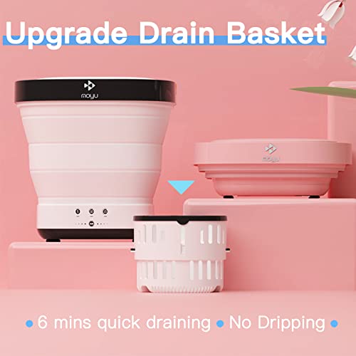 Portable Washing Machine - Foldable Mini Small Portable Washer Washing Machine with Drain Basket for Apartment, Laundry, Camping, RV, Travel, Underwear, Personal, Baby - (110V-200V) - White