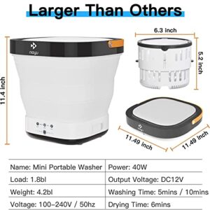 Portable Washing Machine - Foldable Mini Small Portable Washer Washing Machine with Drain Basket for Apartment, Laundry, Camping, RV, Travel, Underwear, Personal, Baby - (110V-200V) - White