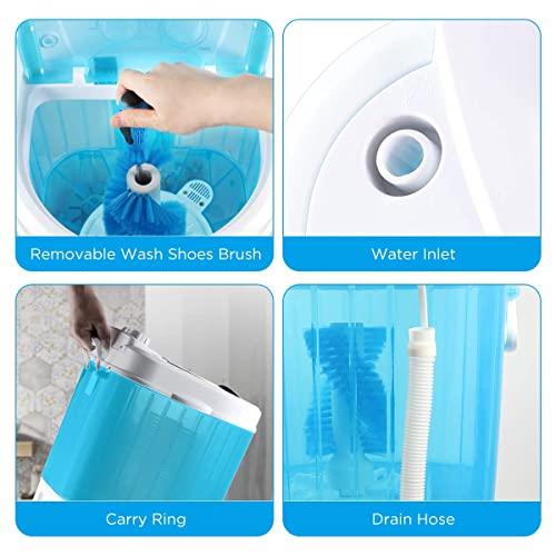 Portable Mini Washing Machine Wash Shoes Wash Clothes and Spin-dry, Semi-Automatic, 10 lbs Capacity,Mini Washer for Apartments Camping Dorms Business Trip College Rooms