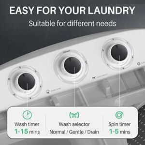 TOREAD Portable Small Washing Machine, 13.5Lbs Mini Compact Washer and Dryer Combo, 2 in 1 Apartment Washers with Twin Tub and Drain Pump for Laundry, Dorms, College, RV, Camping