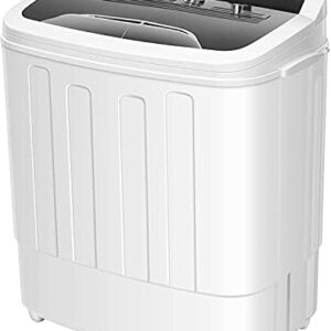 VIVOHOME Electric Portable 2 in 1 Twin Tub Mini Laundry Washer and Spin Dryer Combo Washing Machine with Drain Hose for Apartments 13.5lbs Black & White