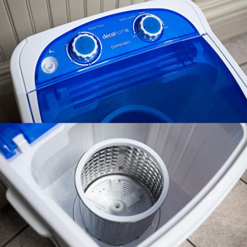 Deco Home Portable Washing Machine for Apartments, Dorms, and Tiny Homes with 8.8 lb Capacity, 250W Power, Wash and Low Agitation Spin Cycle, Includes Drainage Hose, ETL Certified