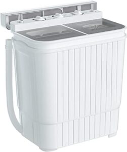 atripark portable mini washing machine washer with twin tub, dryer wash and spin dryer 21.6lbs capacity for camping, apartments, dorms, college rooms, rv’s, delicates(grey)