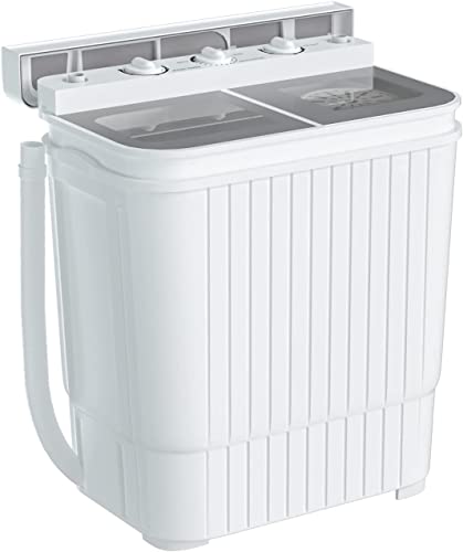 Atripark Portable Mini Washing Machine Washer with Twin Tub, Dryer Wash and Spin Dryer 21.6lbs Capacity For Camping, Apartments, Dorms, College Rooms, RV’S, Delicates(Grey)