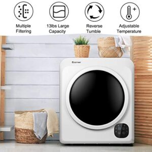 COSTWAY 1700W Electric Portable Clothes Dryer, 13.2 lbs Capacity Front Load Compact Tumble Laundry Dryer with Stainless Steel Tub, Easy Control Button Panel Downside for Variety Drying Mode, White