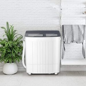 Superday Portable Mini Twin Tub Washing Machine Compact Washer and Spin Dryer w/Wash and Spin Cycle 17.6lbs Capacity For Camping, Apartments, Dorms, College Rooms, RV’S, Delicates, Grey and White