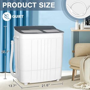 Superday Portable Mini Twin Tub Washing Machine Compact Washer and Spin Dryer w/Wash and Spin Cycle 17.6lbs Capacity For Camping, Apartments, Dorms, College Rooms, RV’S, Delicates, Grey and White