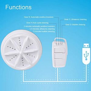 Portable Mini Washing Machine,Turbo Washer & Dishwasher with USB Powered Portable Ultrasonic Turbine for Personal Laundry Travel Trip Apartment