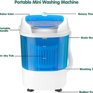 MEDIMALL Portable Washing Machine, Mini Washer and Dryer Combo w/ 5.5lbs Washing Capacity, Spin Cycle Basket, Drain Hose, Semi-Automatic Laundry Machine for RVs Camping Apartments Dorms