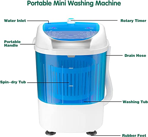 MEDIMALL Portable Washing Machine, Mini Washer and Dryer Combo w/ 5.5lbs Washing Capacity, Spin Cycle Basket, Drain Hose, Semi-Automatic Laundry Machine for RVs Camping Apartments Dorms