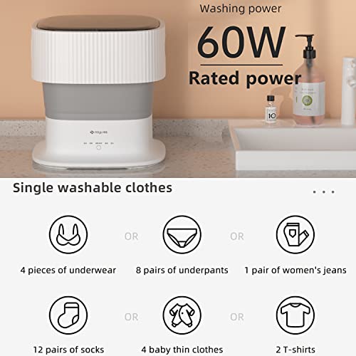 Portable Folding Washing Machine Automatic Water Inlet And Outlet Foldable Bucket Washer with Spin Dry and Drainage Pipe (watts, 60)…