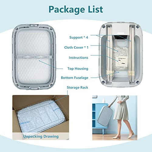 Folding Portable Clothes Dryer, Household Mini Quick Drying Dryer, Wardrobe Dryer with One Shelf for Apartment, RV, or Other Compact Spaces