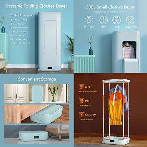 Folding Portable Clothes Dryer, Household Mini Quick Drying Dryer, Wardrobe Dryer with One Shelf for Apartment, RV, or Other Compact Spaces