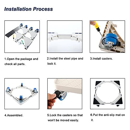 Erfo Multi Functional Movable Stand, Size Adjustable Base, Telescopic Furniture Dolly Roller with 4 Locking Rubber Wheel Caster for Washing Machine, Refrigerator and Dryer