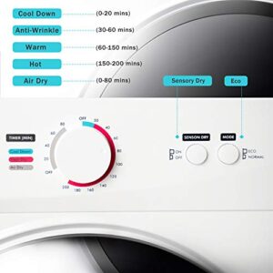 Sentern Portable Dryer Front Load, Compact Electric Clothes Dryer with Stainless Steel Tub, Easy Control Panel with 5 Drying Modes for Apartments