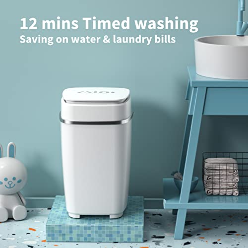 VCJ Portable Washing Machine, Compact Mini Washer 8lbs Washing Capacity, Semi-Automatic Single-tub Laundry Machines Washer with Gravity Drain for Apartments RVs and Dorms(Without spin basket)