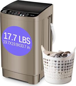 krib bling full-automatic washing machine with drain pump, 17.7 lbs compact washer, 10 wash program & 8 water level, ideal for apartment, dorm, rv