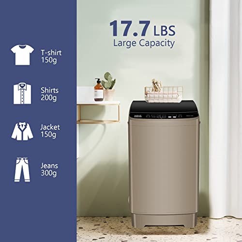 Krib Bling Full-Automatic Washing Machine with Drain Pump, 17.7 lbs Compact Washer, 10 Wash Program & 8 Water Level, Ideal for Apartment, Dorm, RV