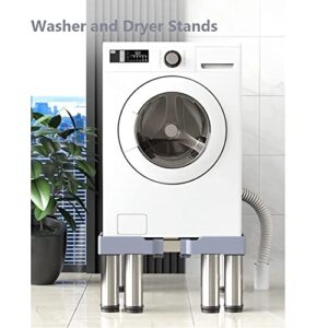 Washer and Dryer Stands, 12 Feet Washing Machine Stand Base Adjustable Appliance Base, Pedestal for Washing Machine Dryers Refrigerator, Height 20cm, Retractable Width: 43-62 cm