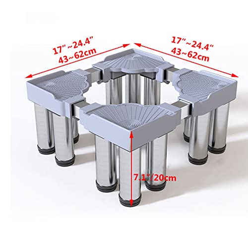 Washer and Dryer Stands, 12 Feet Washing Machine Stand Base Adjustable Appliance Base, Pedestal for Washing Machine Dryers Refrigerator, Height 20cm, Retractable Width: 43-62 cm