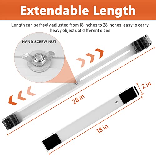 Exttlliy Heavy Duty Base Appliance Rollers Pair Upgrade Move Tools Adjustable Expandable for Washer and Dryer Steel Appliance Trolley Furniture Mover Sliders (White1)
