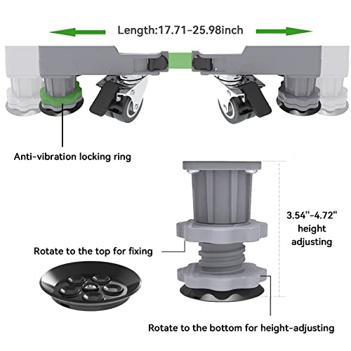 MORITIA Washing Machine Fridge Stand Adjustable Base with 4 Freely Movable Universal Wheels for Washing Machine, Laundry Dryer Washer and Refrigerator by Double Elite