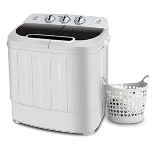 zenstyle compact mini twin tub top load washing machine w/washer spinner, built-in gravity pump, 13lbs capacity, 5.74 ft power cord included