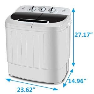 ZenStyle Compact Mini Twin Tub Top Load Washing Machine w/Washer Spinner, Built-In Gravity Pump, 13lbs Capacity, 5.74 FT Power Cord Included