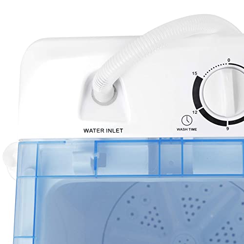 JupiterForce 2 In 1 Portable Mini Compact Twin Tub Washing Machine 17.6 LB Laundry Washer Spinner Combo Machine w/Timer Control, Gravity Drain and Inlet Water Hose for Apartment,Dorms and RV