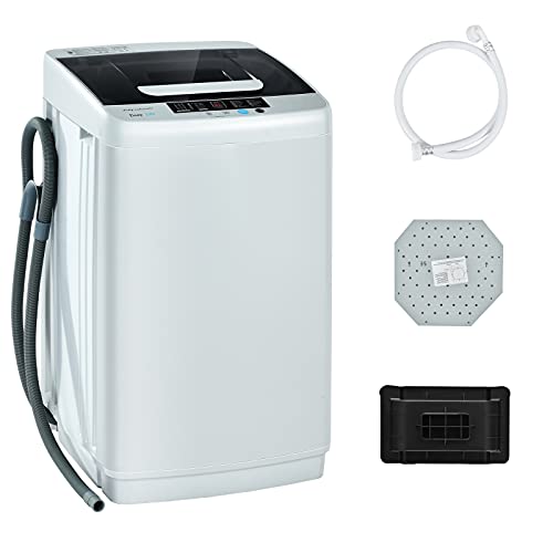 COSTWAY Portable Washing Machine, 2-in-1 Laundry Washer and Spin Combo with 10 Programs, 8.8lbs Capacity, Drain Pump and LED Display, Full Automatic Washer for Apartment, RVs, Dorm, White