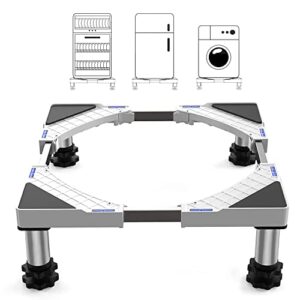 seisso fridge stand-adjustable washing machine base stand with 4 heavy duty feet increase 7-8.6inch height universal dryer stand for refrigerator furniture washing dryer max load 770 lb (350 kg)