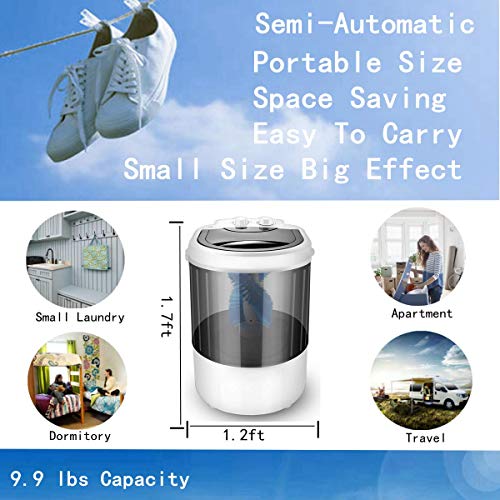 Portable Mini Washing Machine,Semi-Automatic,Three functions of washing shoes washing Clothes Spin-Dry,9.9 lbs Capacity