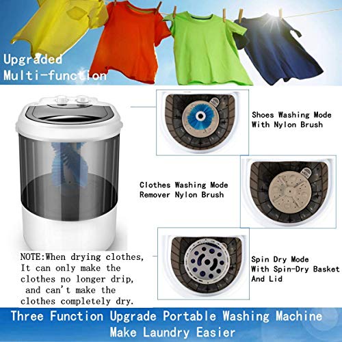 Portable Mini Washing Machine,Semi-Automatic,Three functions of washing shoes washing Clothes Spin-Dry,9.9 lbs Capacity