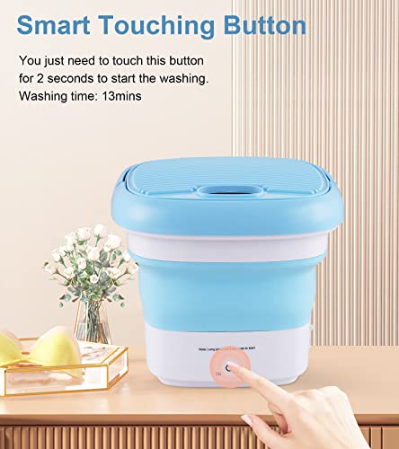 Portable Washing Machine, Mini Washer, Foldable Small Washer for Underwear, Socks, Baby Clothes, Towels, Delicate Items (Blue)