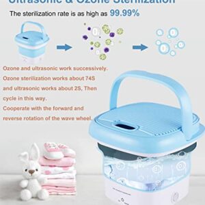 Portable Washing Machine, Mini Washer, Foldable Small Washer for Underwear, Socks, Baby Clothes, Towels, Delicate Items (Blue)