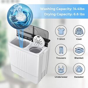 Giantex Portable Washing Machine, Twin Tub Washer and Dryer Combo, 21Lbs (14.4Lbs Washing and 6.6Lbs Spinning), Compact Mini Laundry Washer for Apartment and Home, Semi-Automatic Built-in Drain Pump