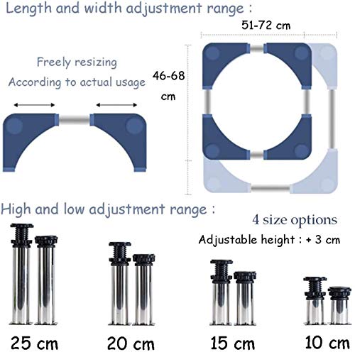 Trolley Washer and Dryer Stands, Multi-Functional Movable Adjustable Base Stand, Pedestal for Washing Machine Stainless-Steel with 12 Foot,20cm