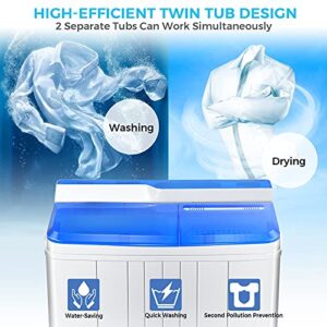 Giantex Portable Washing Machine, Twin Tub Washer and Dryer Combo, 13lbs Compact Mini Laundry Clothes Washer, Built-in Drain Pump, Semi-Automatic Wash and Spin Cycle for Apartment Dorm Camping RV