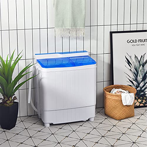 Giantex Portable Washing Machine, Twin Tub Washer and Dryer Combo, 13lbs Compact Mini Laundry Clothes Washer, Built-in Drain Pump, Semi-Automatic Wash and Spin Cycle for Apartment Dorm Camping RV