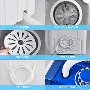 Qzexun Portable Machine Single Tub Wash and Spin Dryer,11lbs Capacity for Camping Apartment Dormitory, Blue