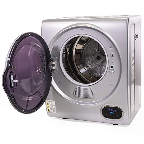 Barton Tumble Dryer Silver w/Digital Timer Automatic Portable Electric RV Apartment Clothes Laundry Compact